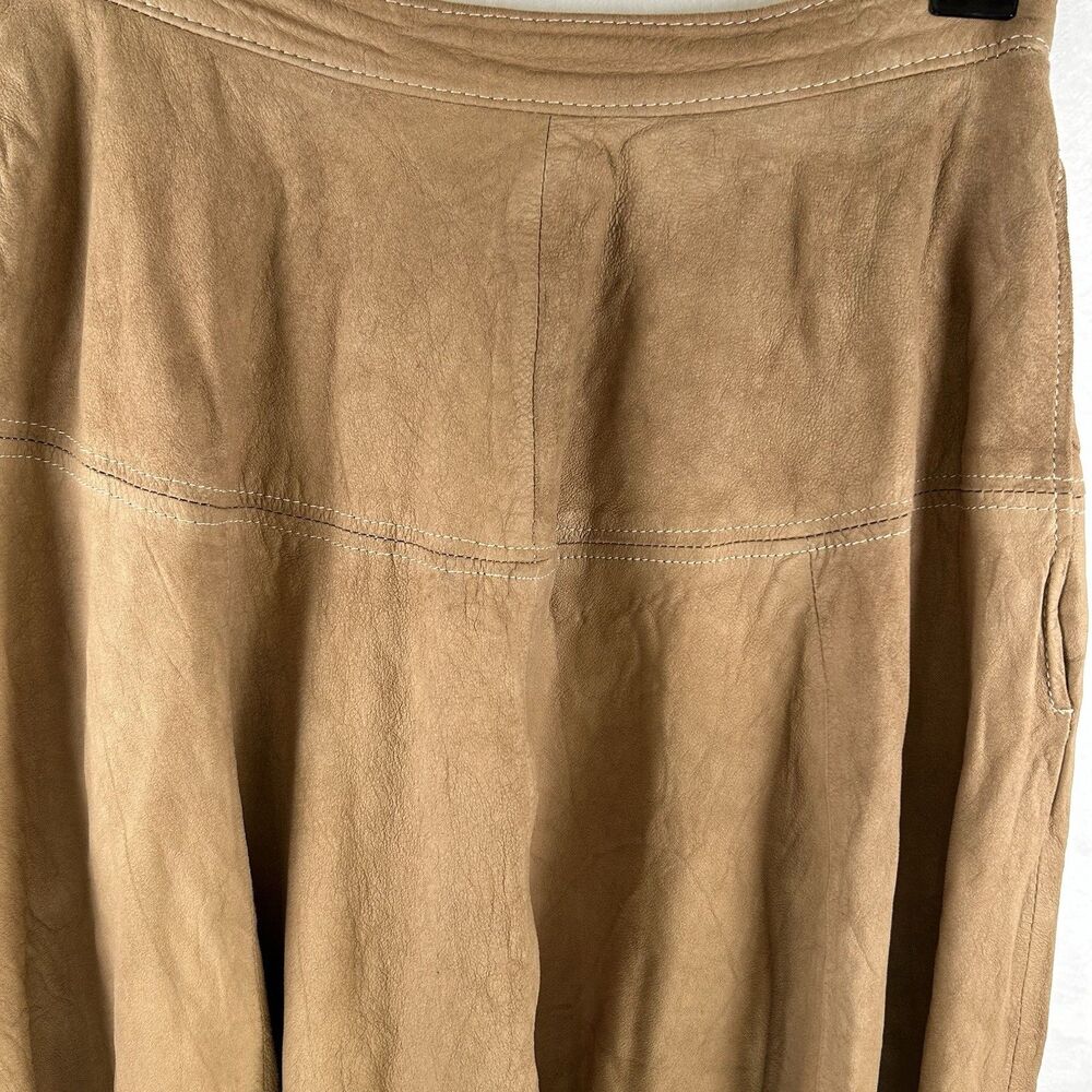 Soft Leather Skirt Raw Hem Long Begedor Italia western outback cowgirl core Sz 4 - Picture 6 of 9